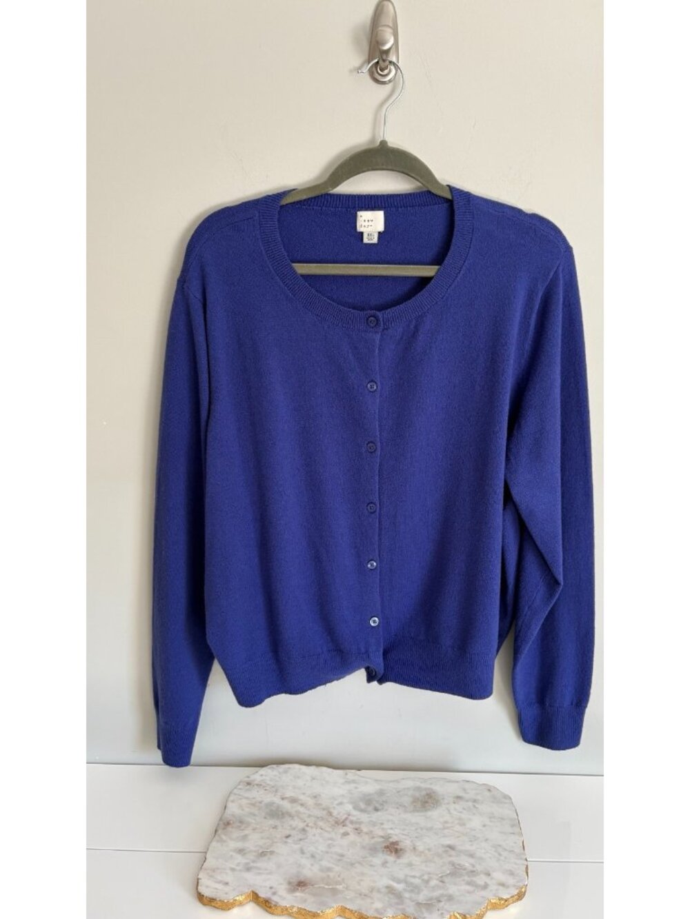 A New Day XXL Royal Purple Button Up V-Neck Cardigan Sweater Soft Preppy